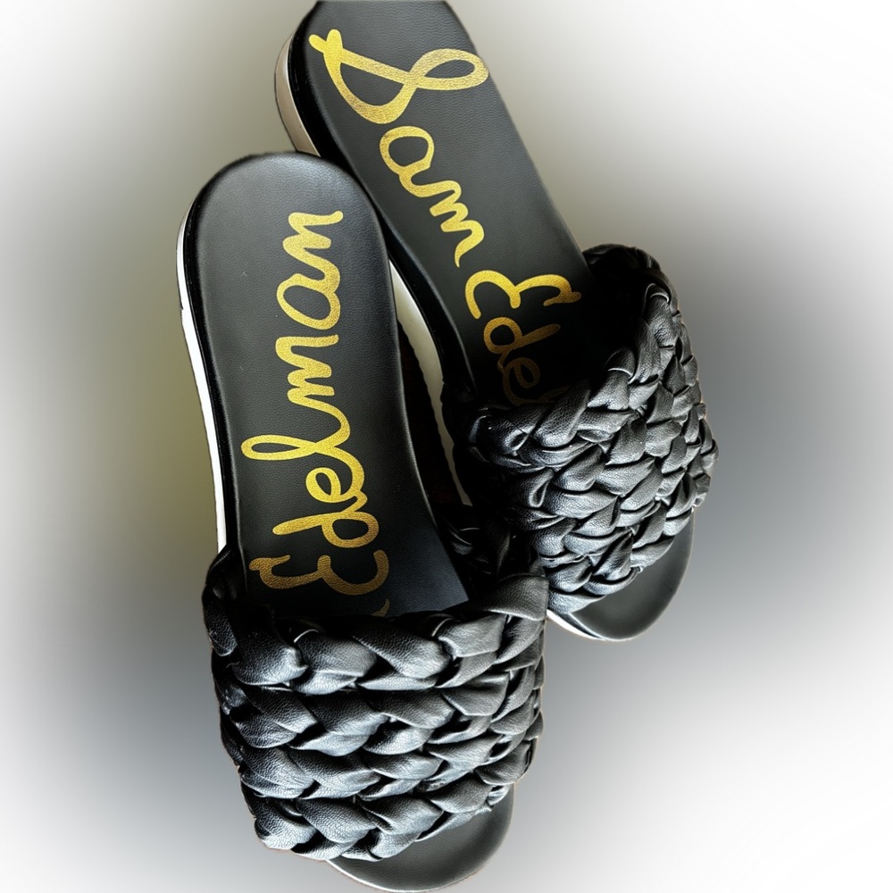 Sam Edelman Black Braided Slide Mules